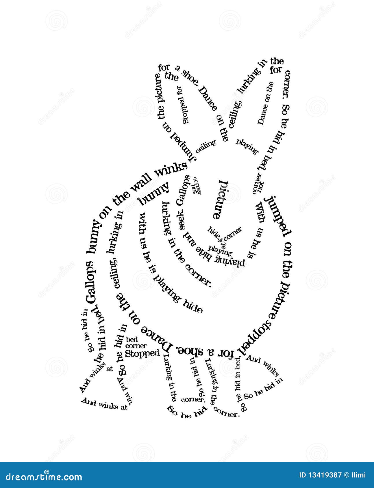Rabbit - text, calligraphy stock illustration. Illustration of bunny -  13419387