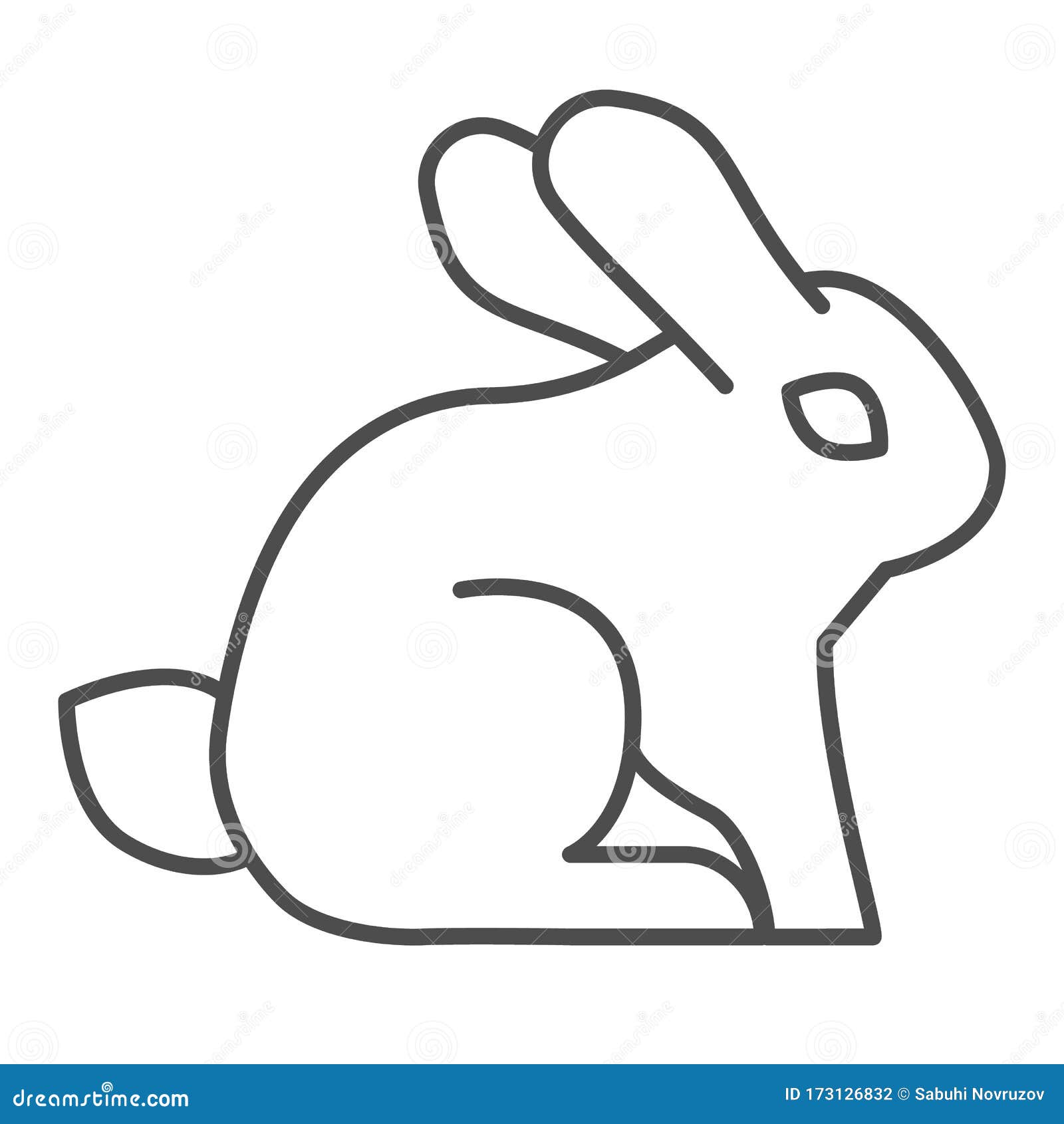 Rabbit Thin Line Icon. Sitting Forest Animal, Simple Silhouette Stock  Vector - Illustration of design, drawing: 173126832
