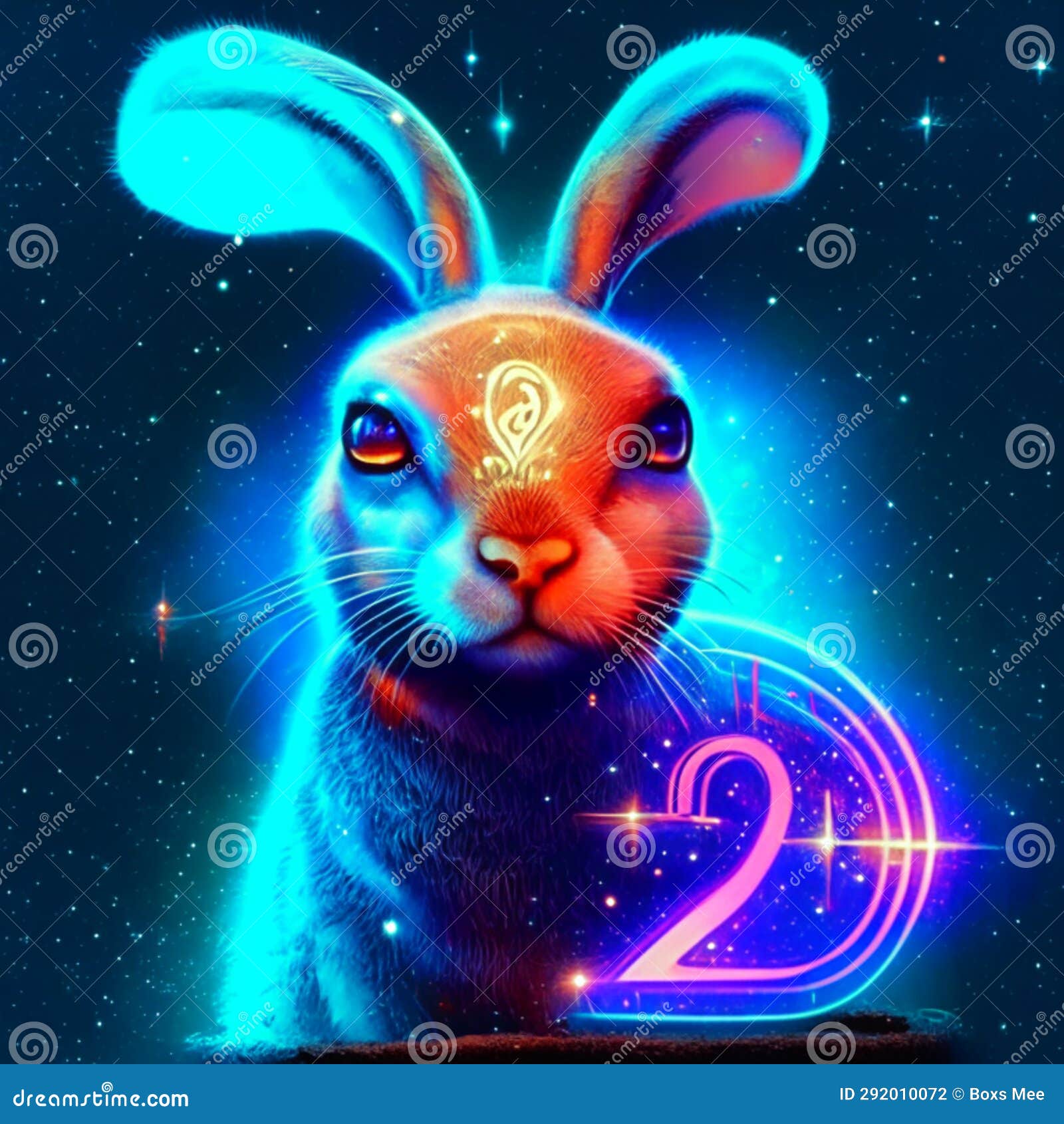 Rabbit in the Universe. Zodiac Sign. Horoscope Stock Illustration