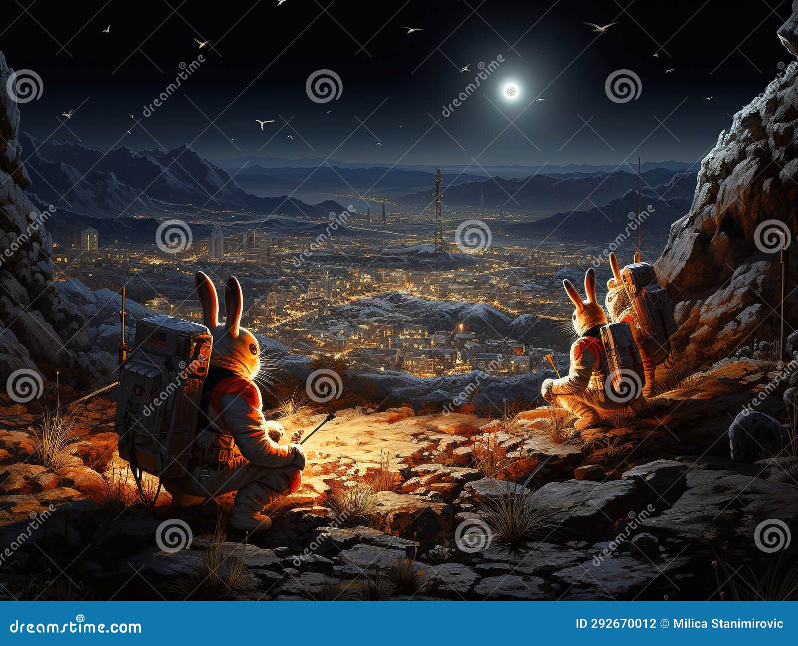 Astronaut Rabbits, Hopping Between Celestial Bodies, Exploring Alien 