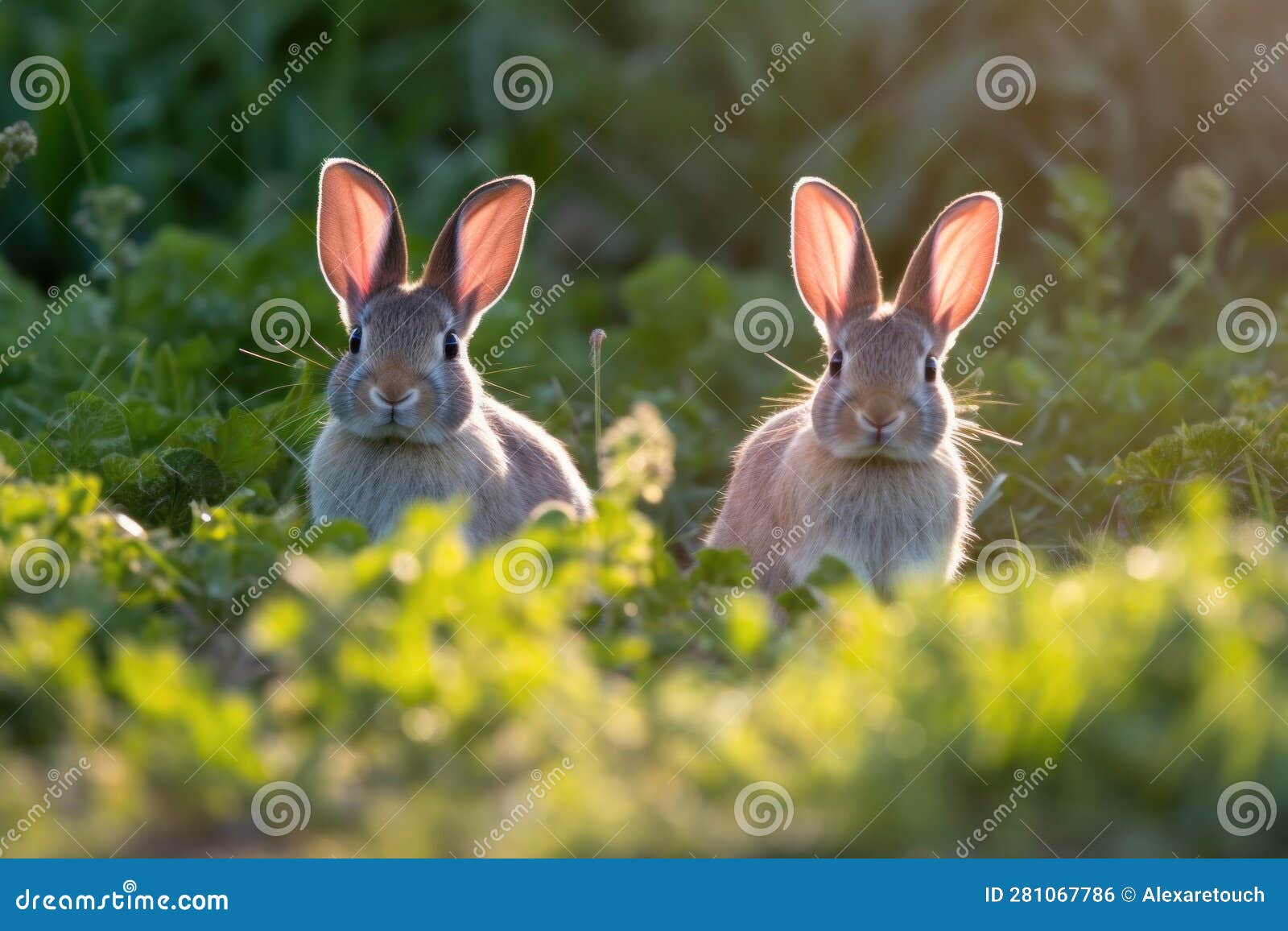 Rabbits on a Rabbit Farm.Neural Network AI Generated Stock Illustration