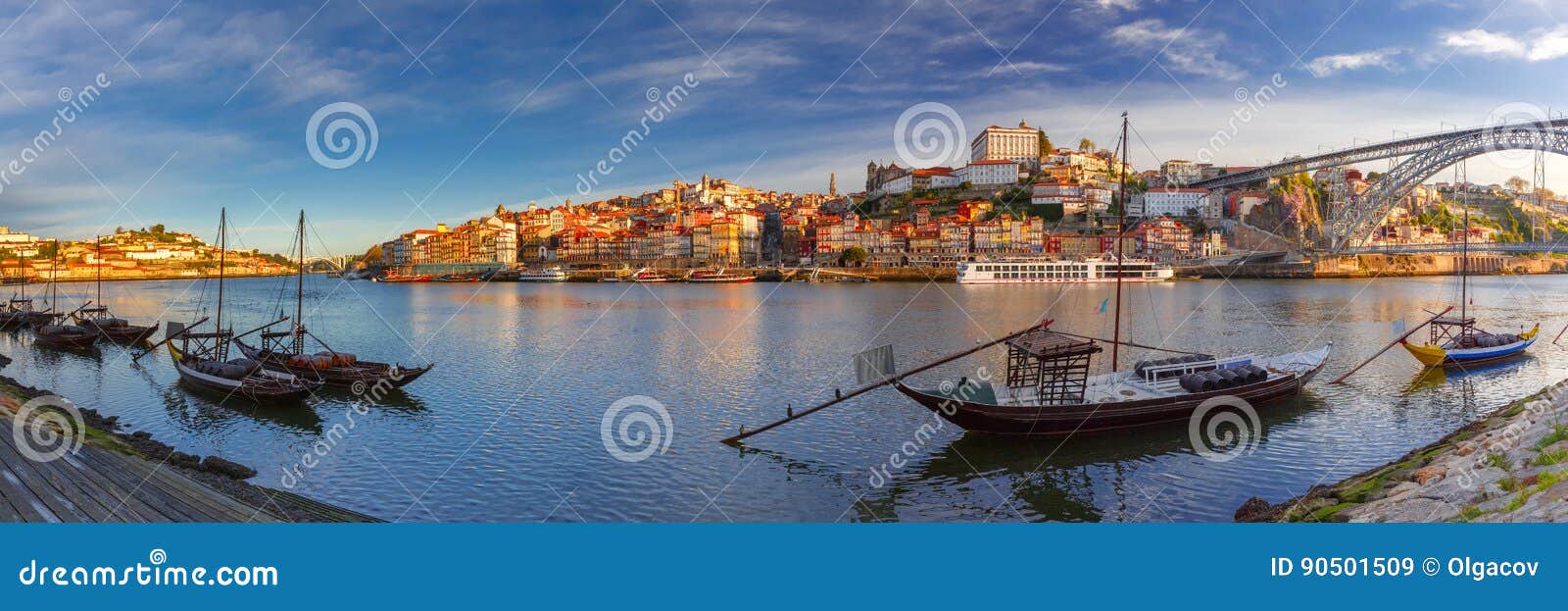 rabelo boats on the douro river, porto, portugal.