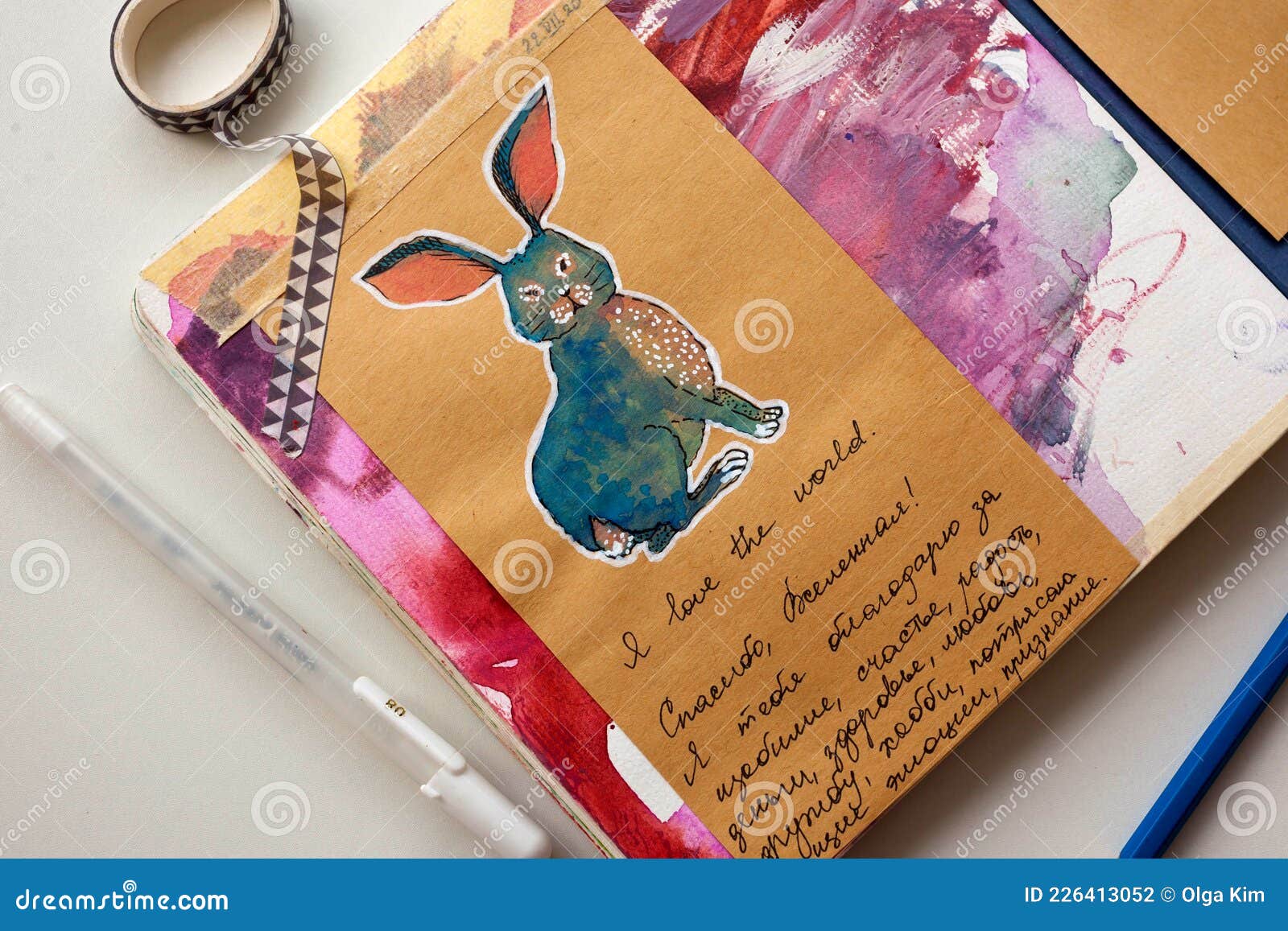 Rabit on Craft Paper in a Journal for Scrapbooking Editorial
