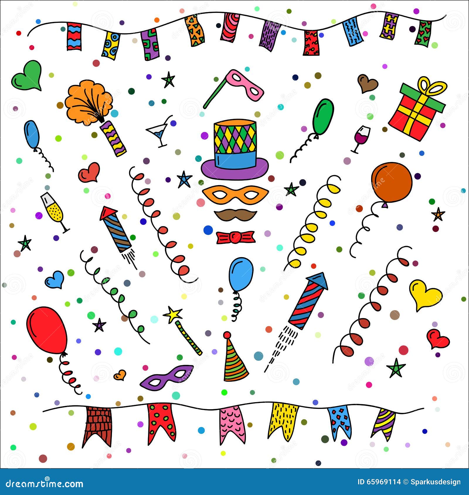 Raccolta Di Simboli Di Carnevale - Maschere Di Carnevale, Decorazioni Del  Partito Illustrazione Vettoriale - Illustrazione di cappello, arte: 65969114
