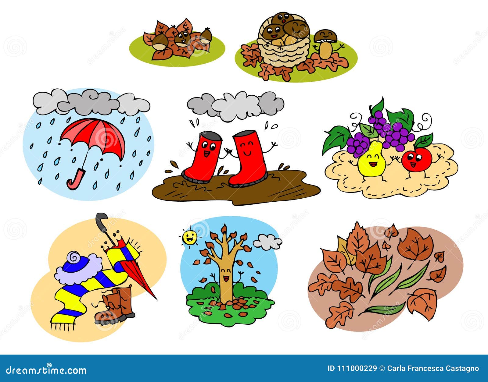 Raccolta Grafica Degli Elementi Di Autunno Per I Bambini Illustrazione Di Stock Illustrazione Di Caduta Autunno