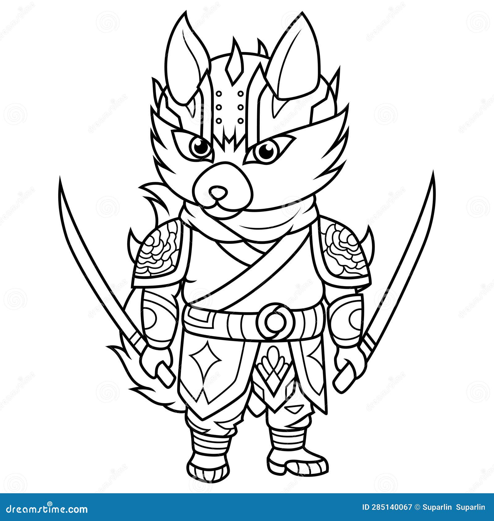 raccon warrior mascot line art