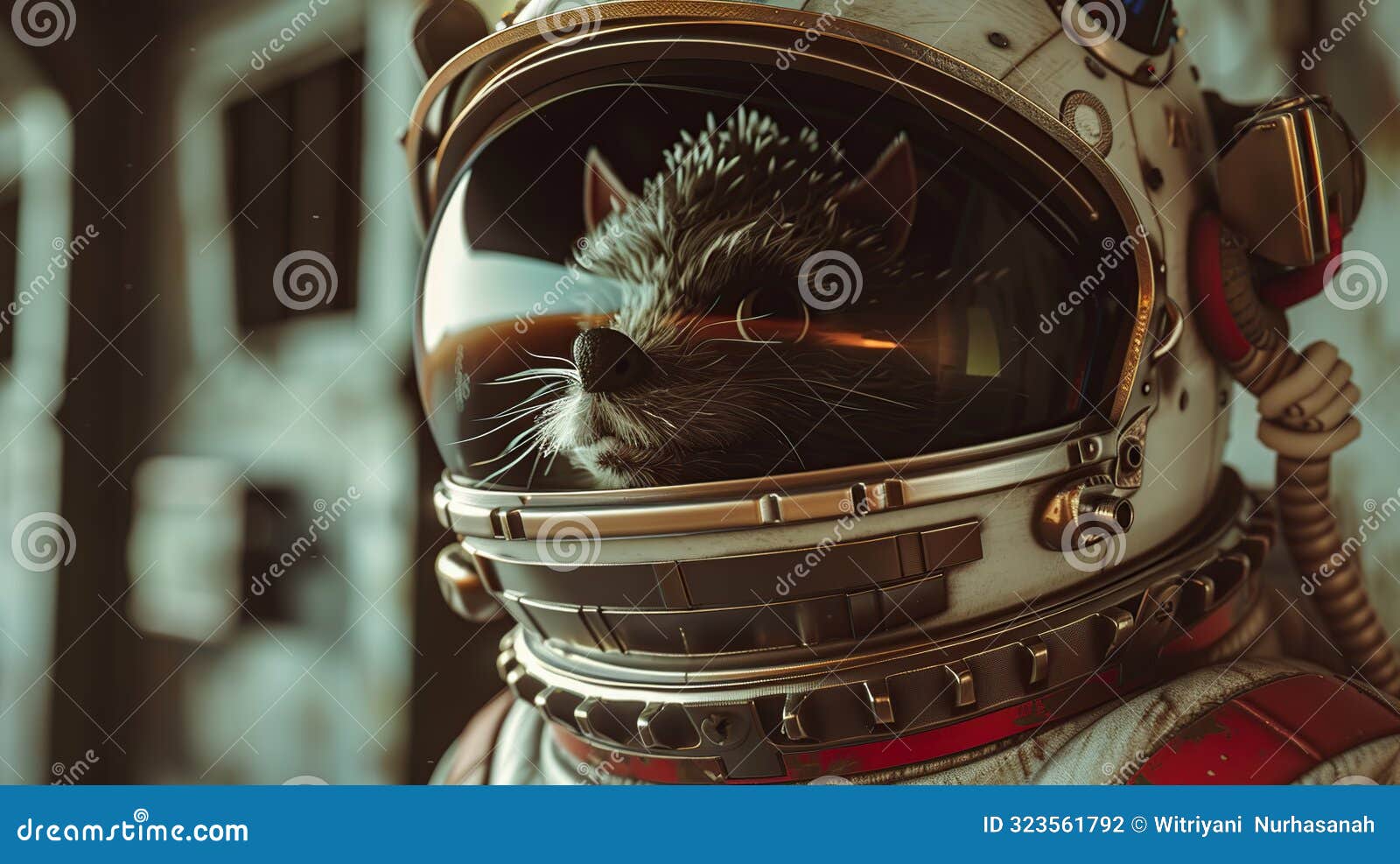 raccoon astronaut in space suit