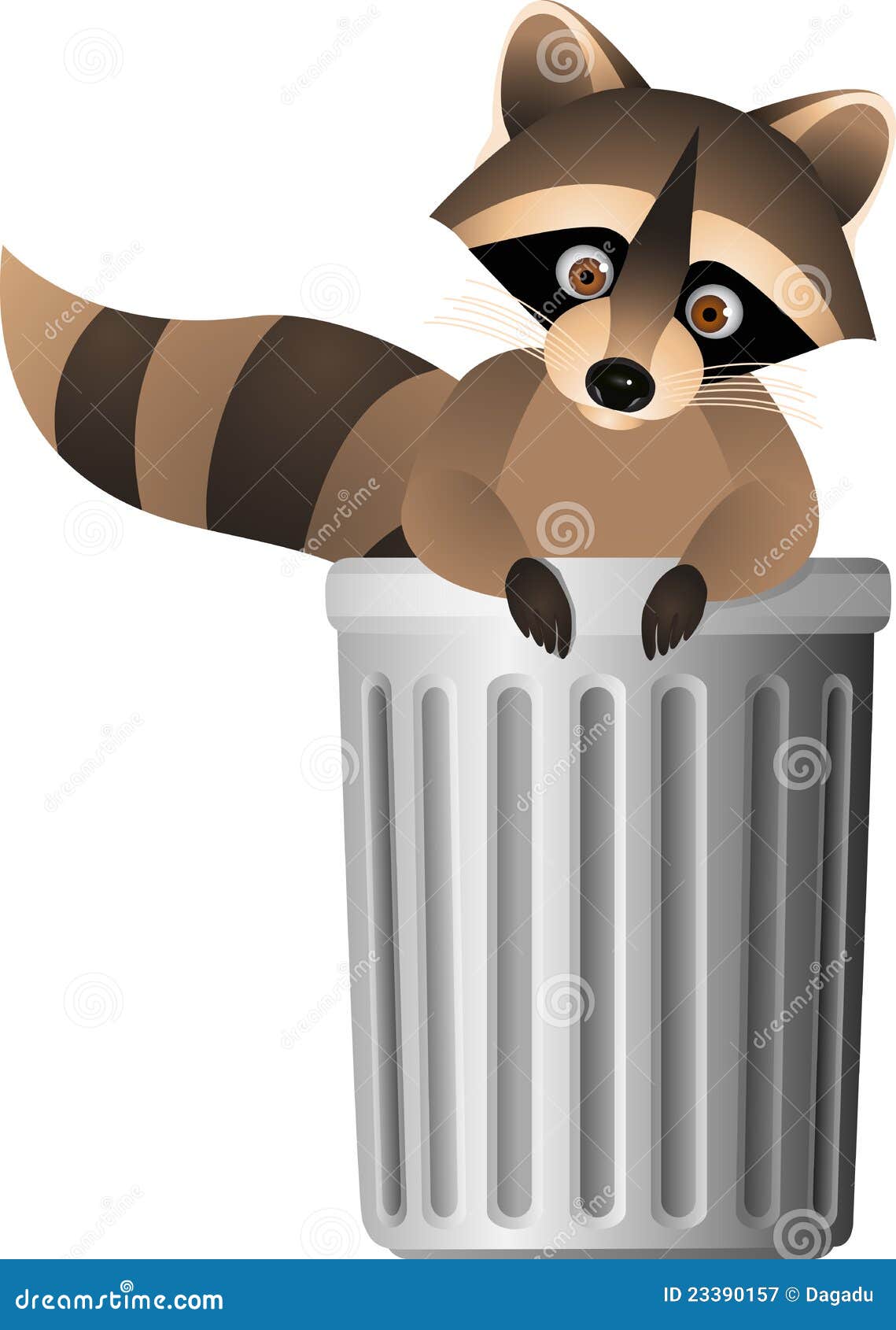 Raccoon inside garbage can stock vector. Illustration of funny - 23390157