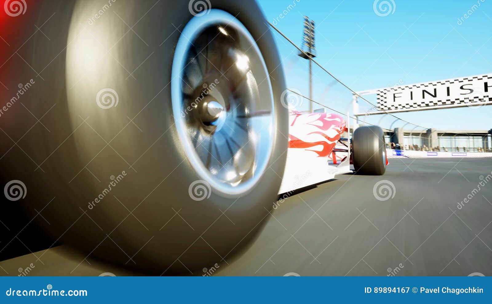Race Car. Very Fast Driving. 3d Rendering. Stock Illustration