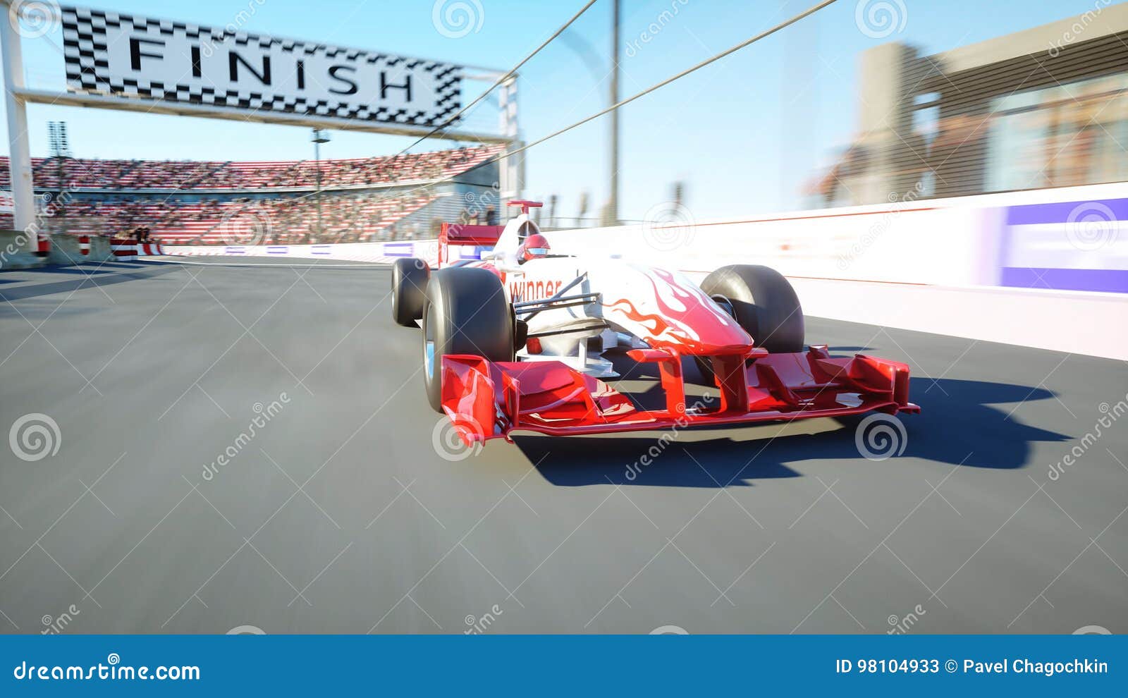 Race Car. Very Fast Driving. 3d Rendering. Stock Illustration