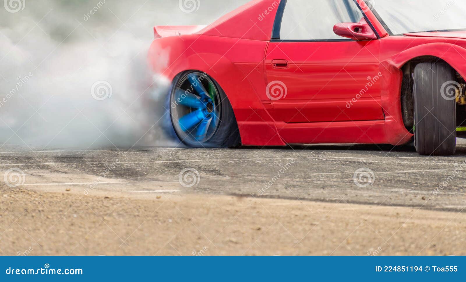 Race Drift Car Burning Tires on Speed Track Stock Photo Image of