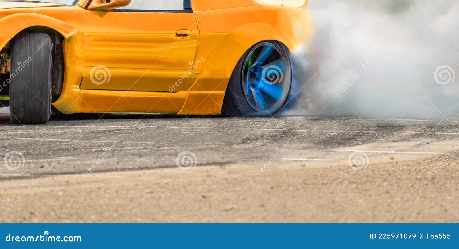 Car drifting image diffusion race drift car with lots of smoke from burning  tires on speed track Stock Illustration
