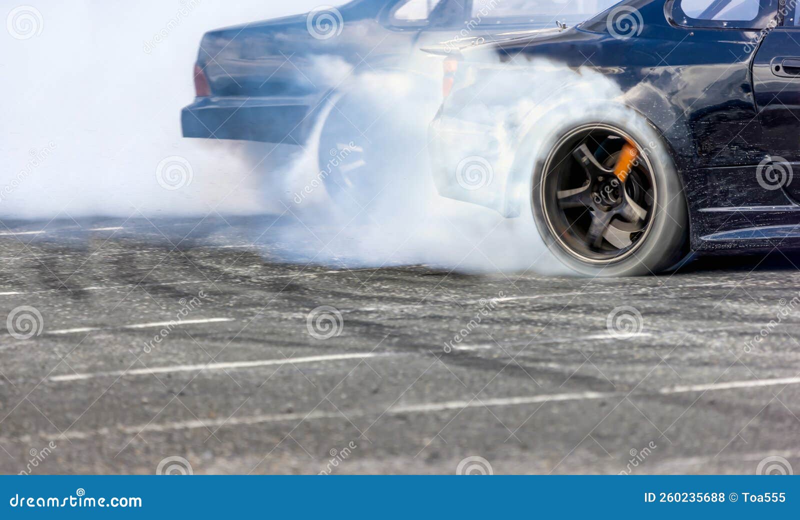 Race Drift Car Burning Tires on Speed Track Stock Photo Image of