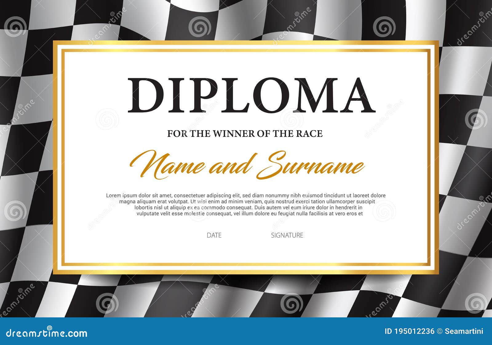 Race Winner Diploma, Certificate Vector Template Stock Vector Pertaining To Crossing The Line Certificate Template