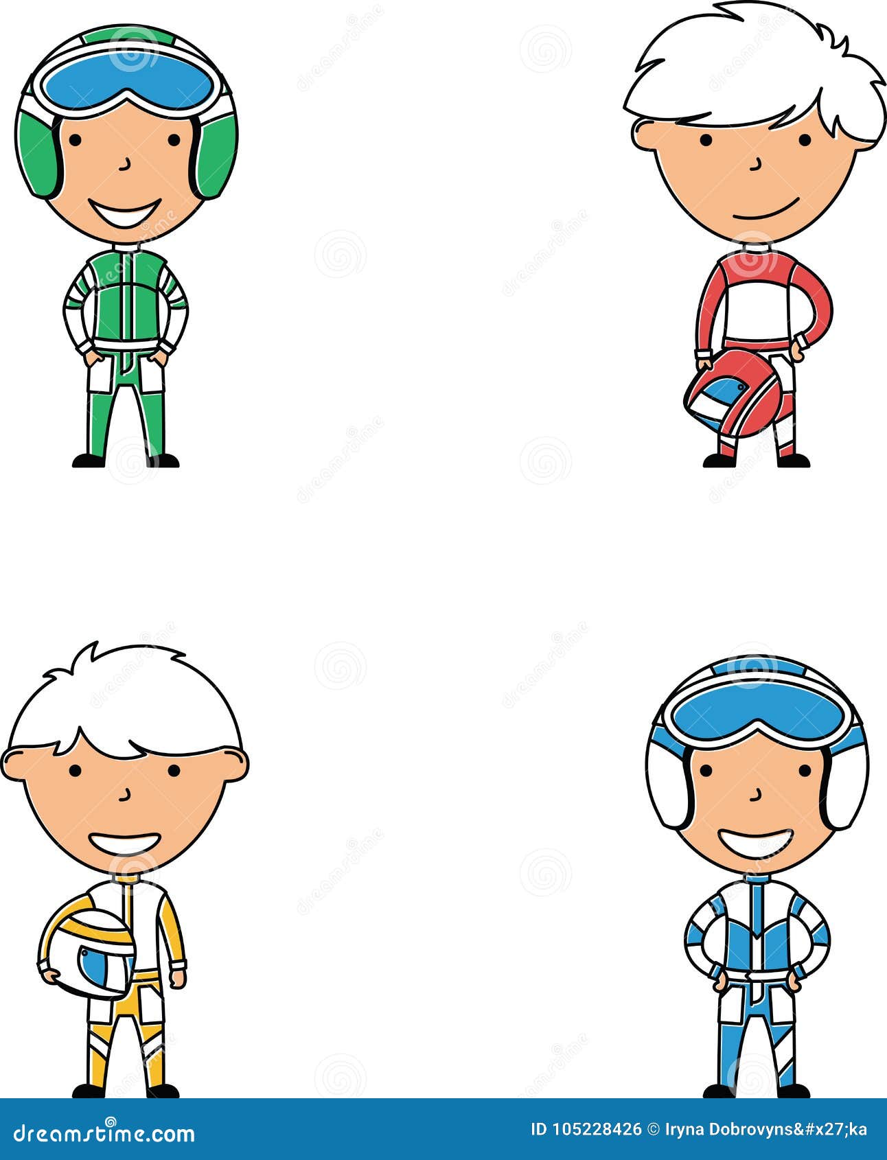 Racer Boys Vector Doodle Collection Stock Vector - Illustration of fast ...