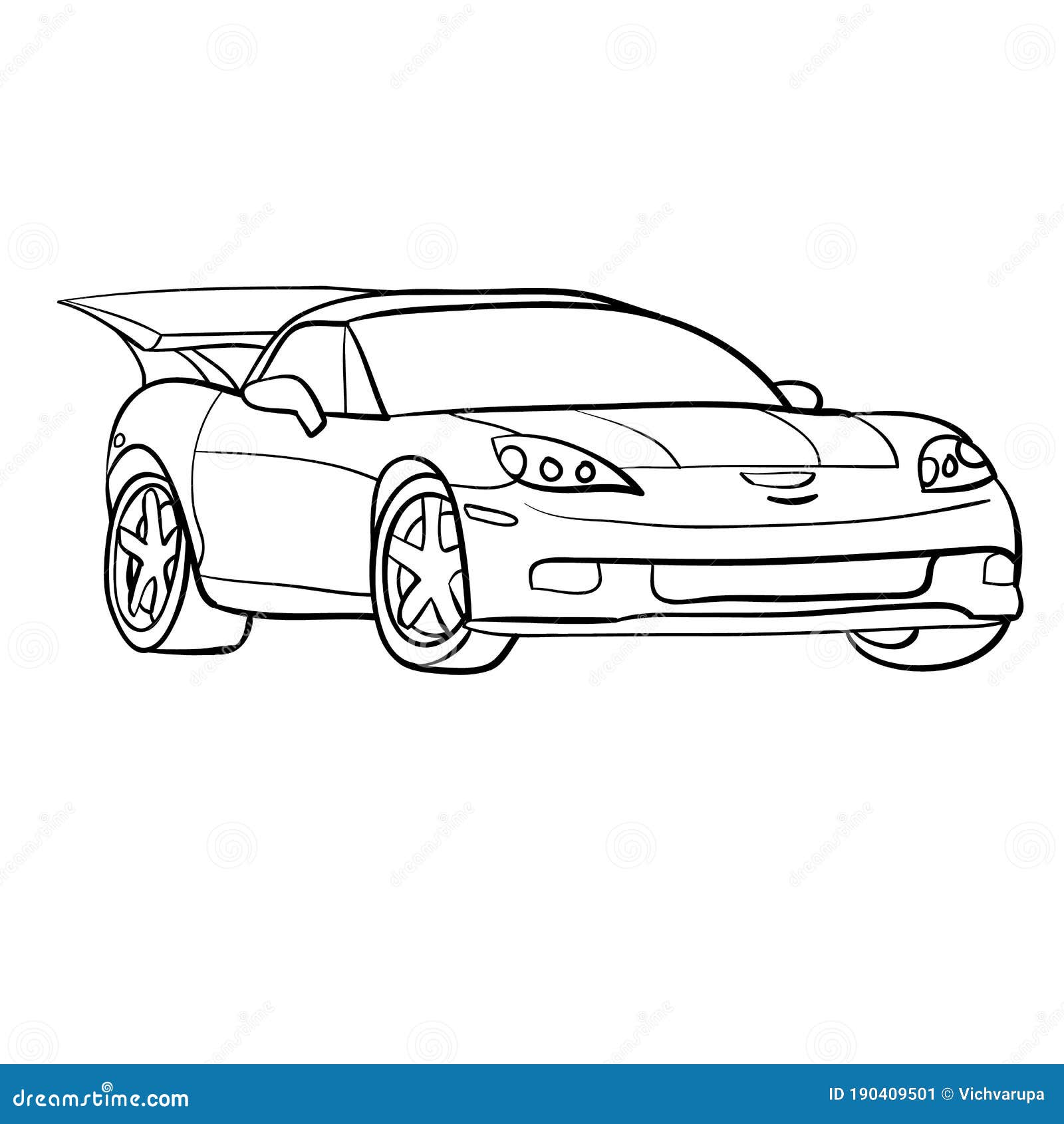 racing car sketch, ship, coloring book,  object on white background,  