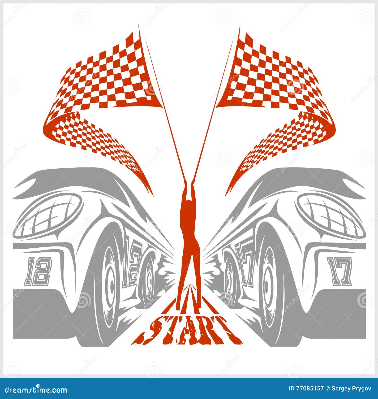 Racing Girl with flags stock vector. Illustration of female 77085157