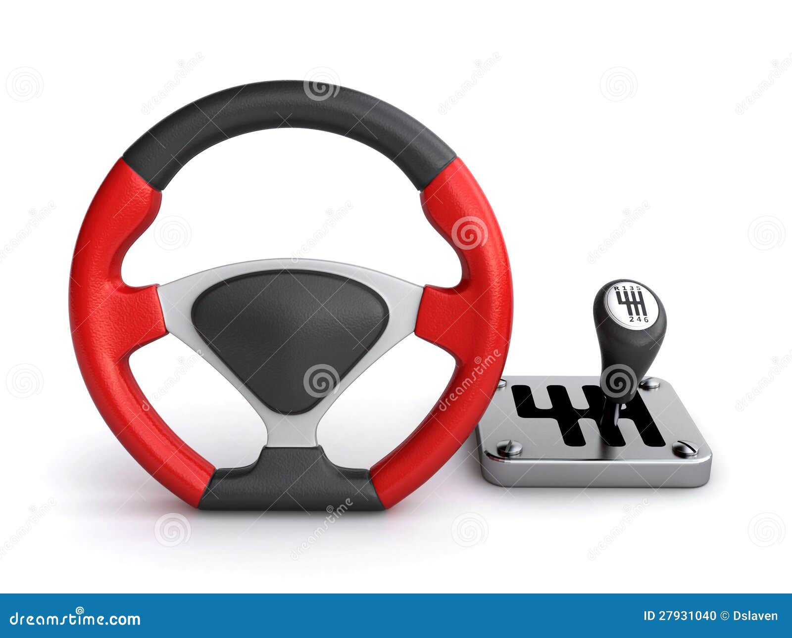 Racing Steering Wheel and Gearbox Stock Illustration Illustration of