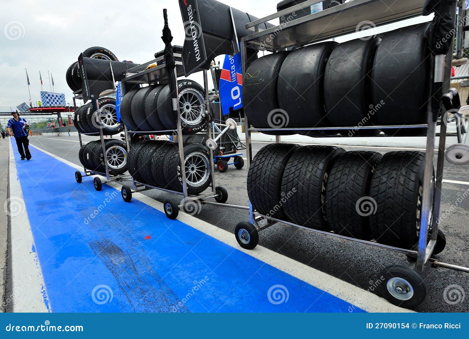 Racing Tires and Wheels in Monza Race Track Editorial Stock Image