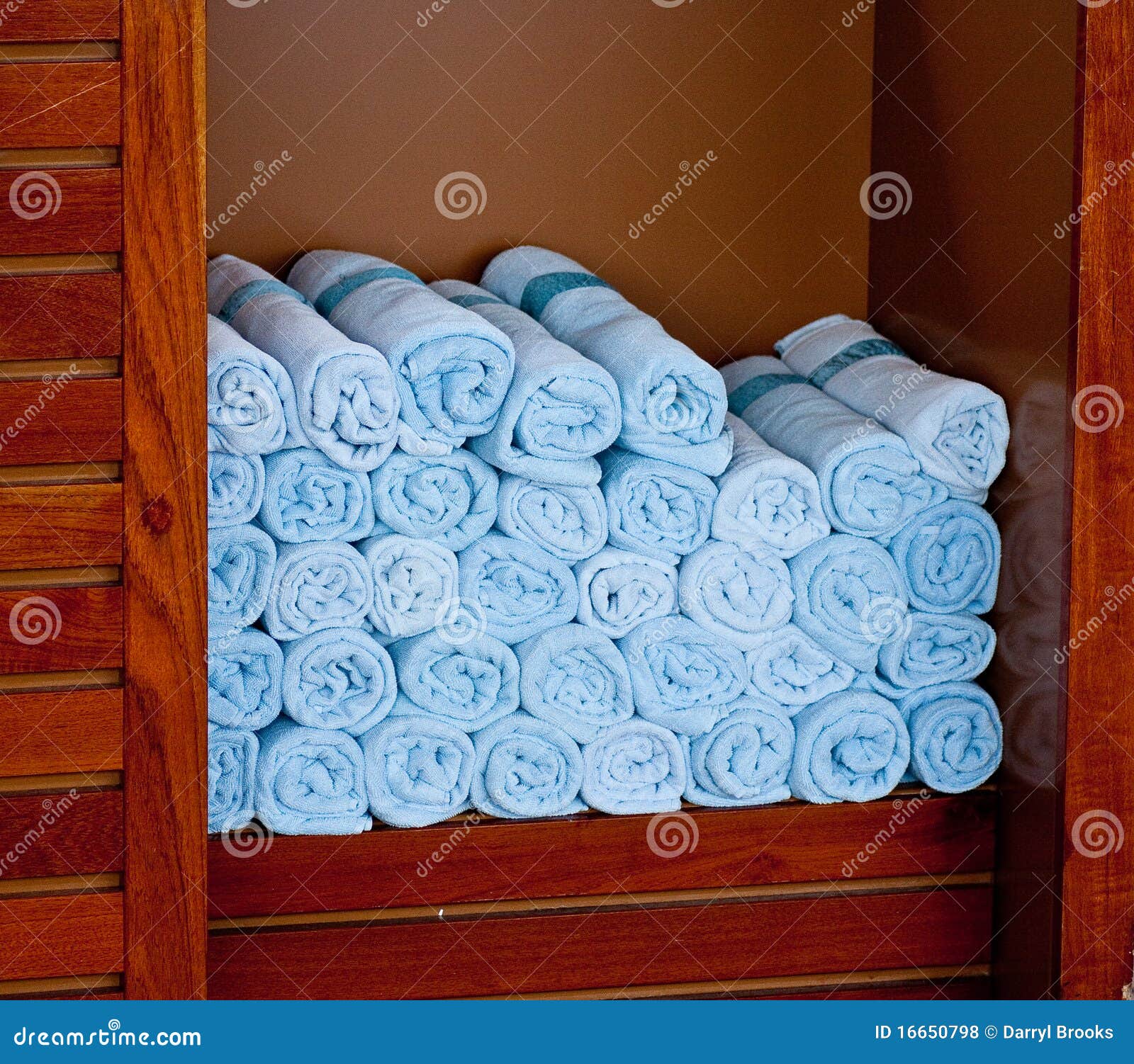 Rack of Blue Towels at a Spa Stock Photo Image of stack, soft 16650798