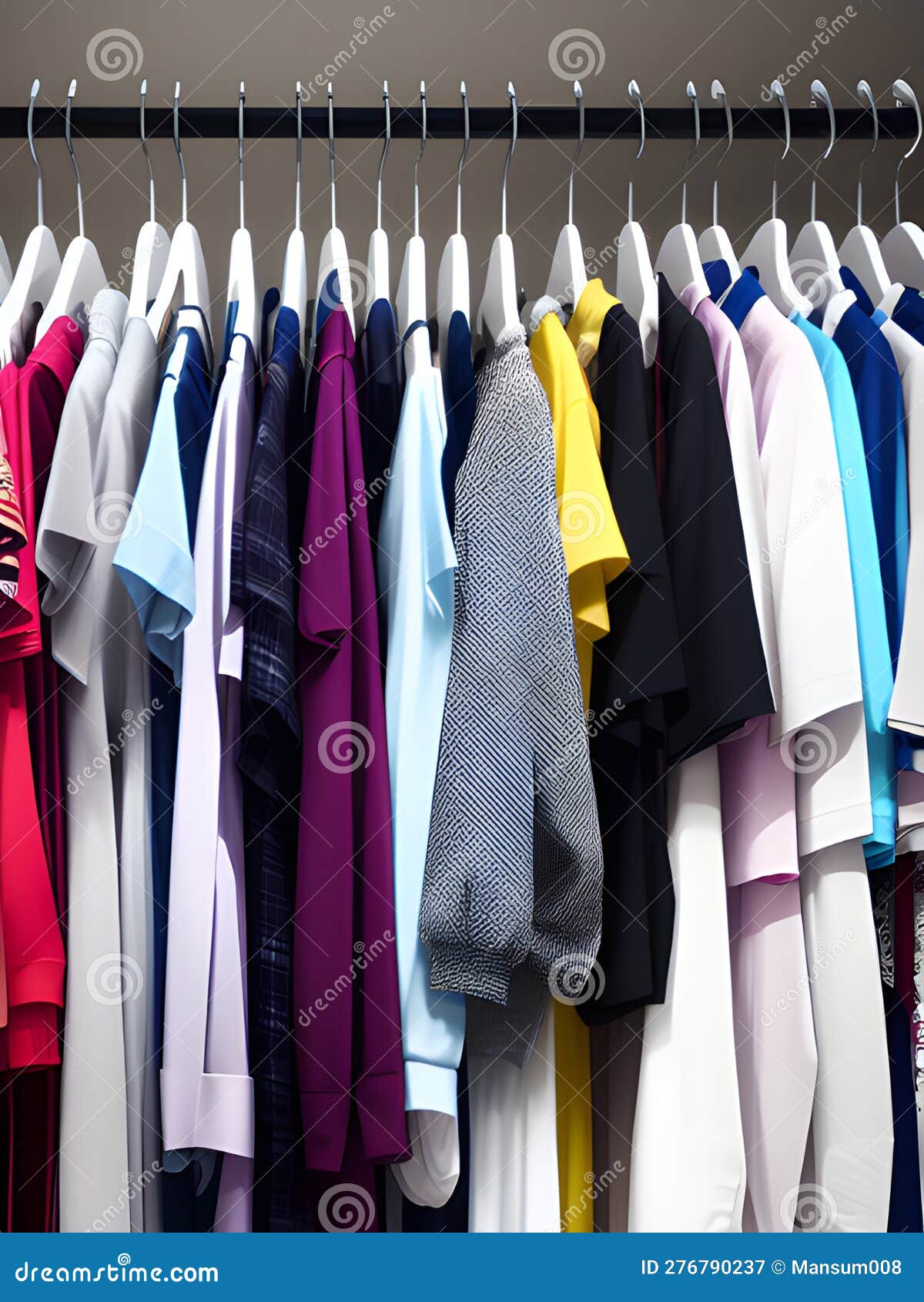 Rack with Clothes Hangers on a Hanger in the Store, AI Generated Stock
