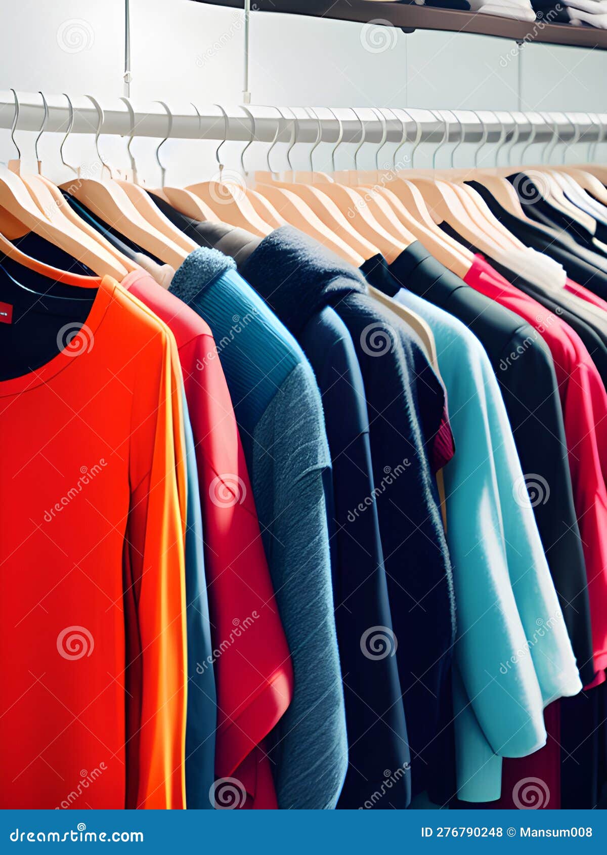 Rack with Clothes Hangers on a Hanger in the Store, AI Generated Stock