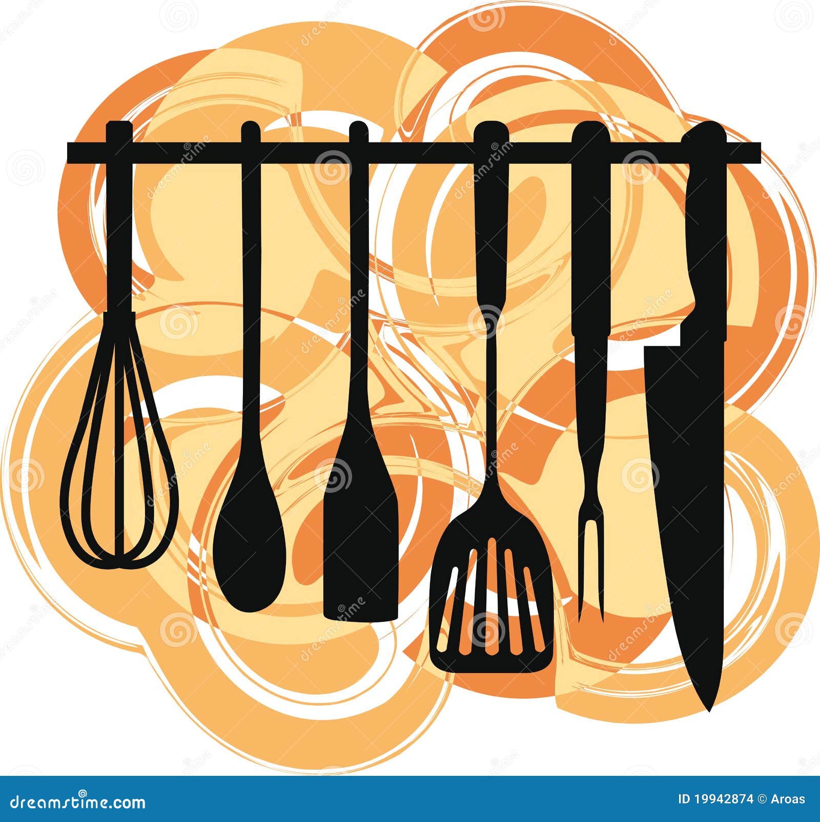 Rack of kitchen utensils. stock vector. Illustration of ladle - 19942874, image size:1600x1603
