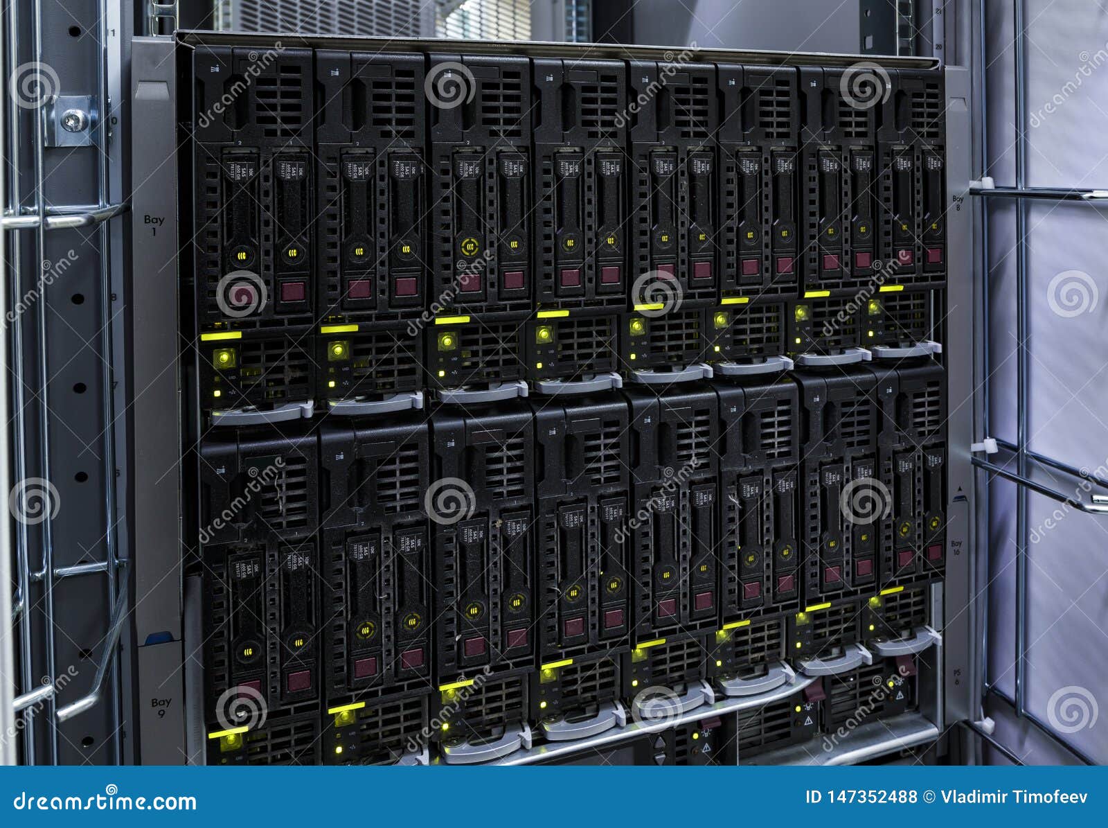 Rack Mount Computer Server with Hard Drive Disk Stock Photo - Image of