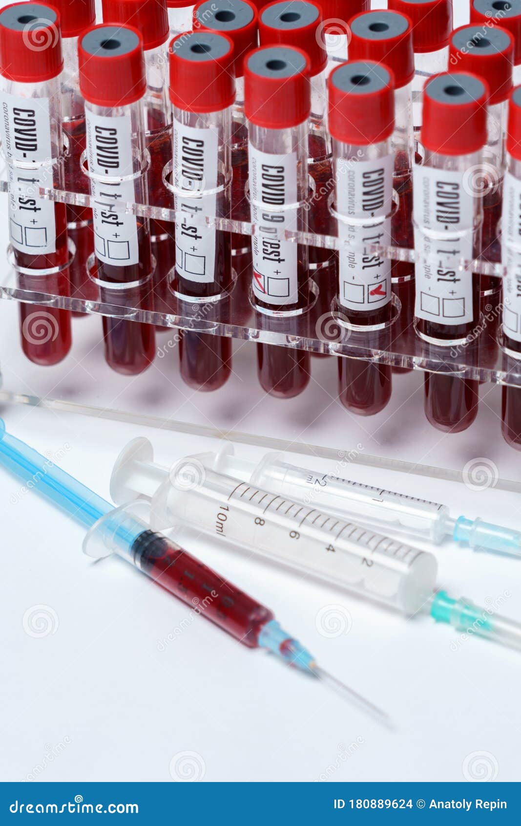 Rack Of Blood Tubes Labeled In Blood Bank Lab RoyaltyFree Stock Image