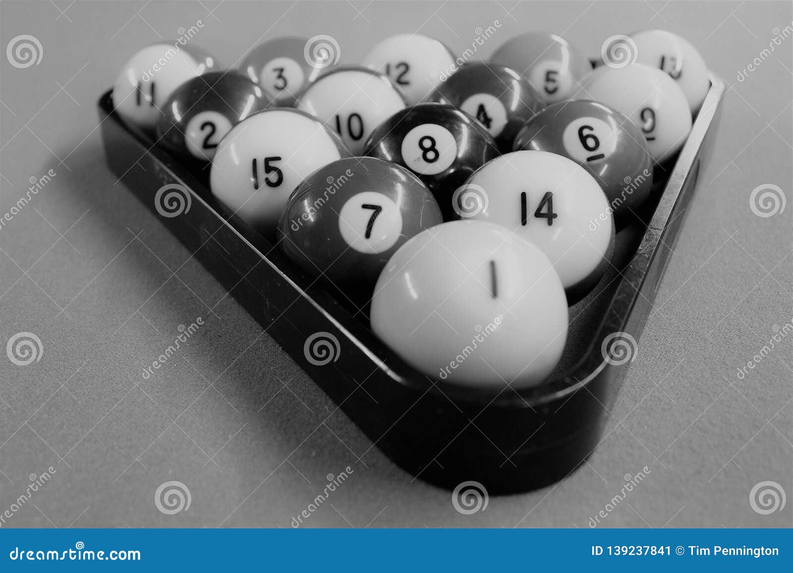 Black and White Billiards Balls Stock Image - Image of racked ...