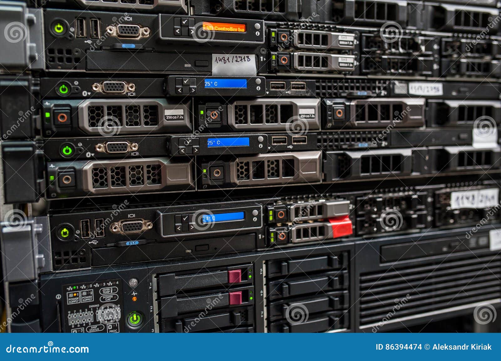 Rackmount Led Console In Server Room Data Center Stock Photo