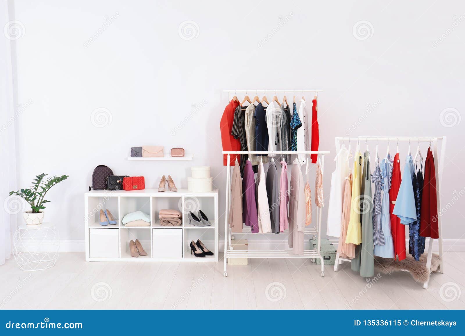 Racks with Clothes in Stylish Dressing Room Stock Image Image of room, purchase 135336115