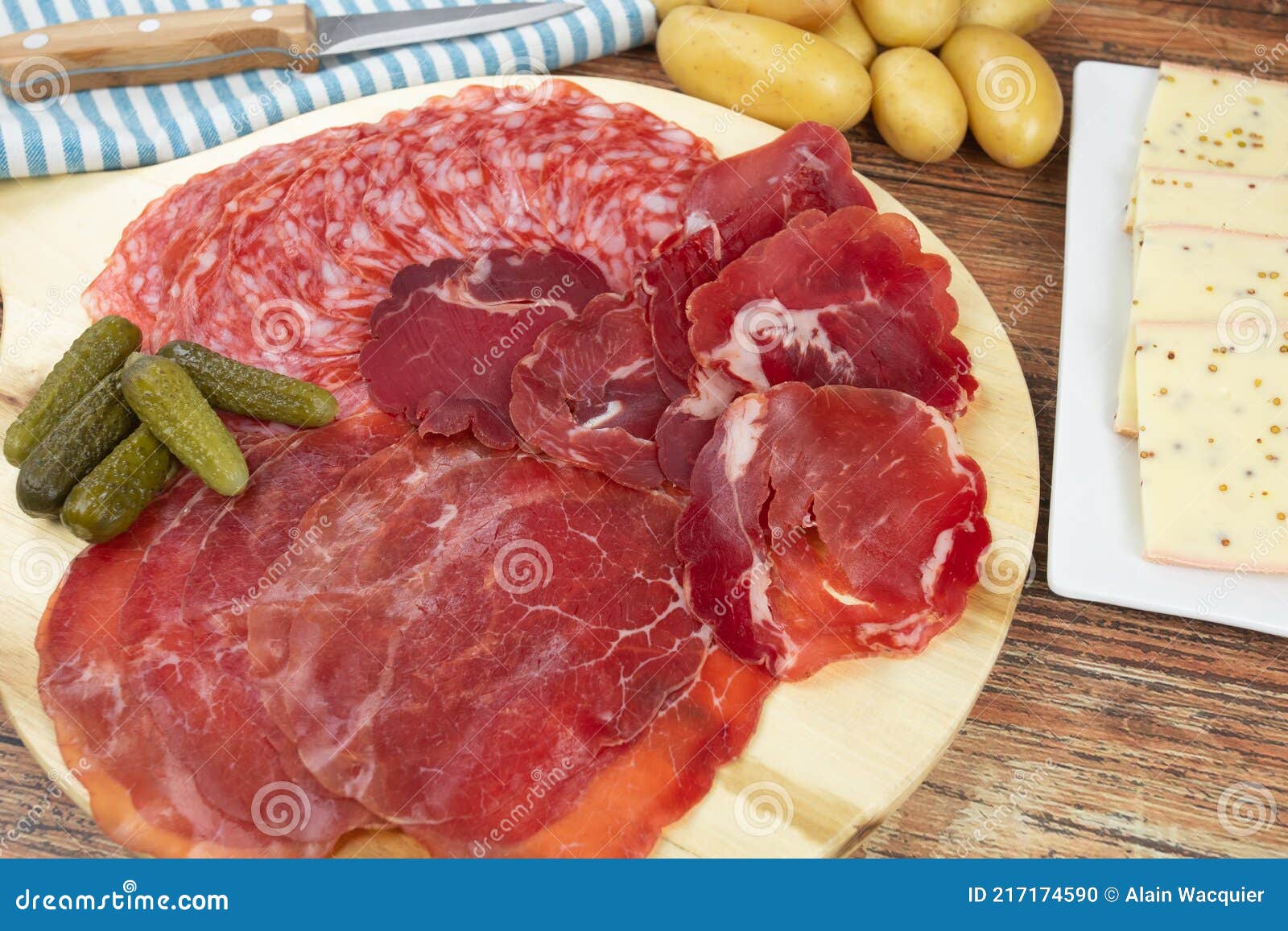 Raclette Cheese and Cold Cuts on a Table Stock Photo Image of cooked