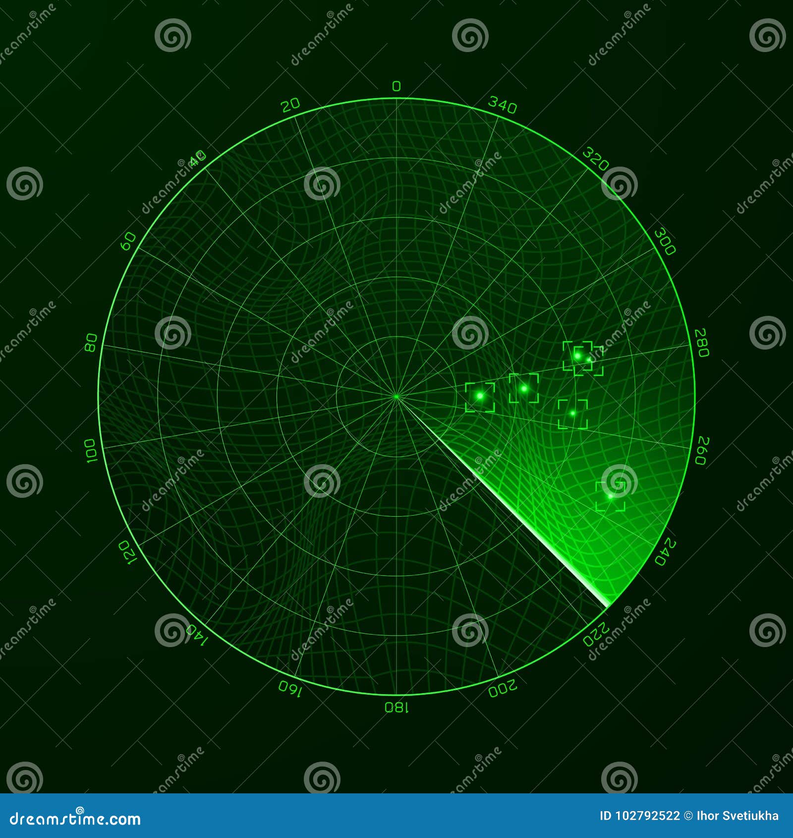 radar. blip. detection of objects on the radar.  