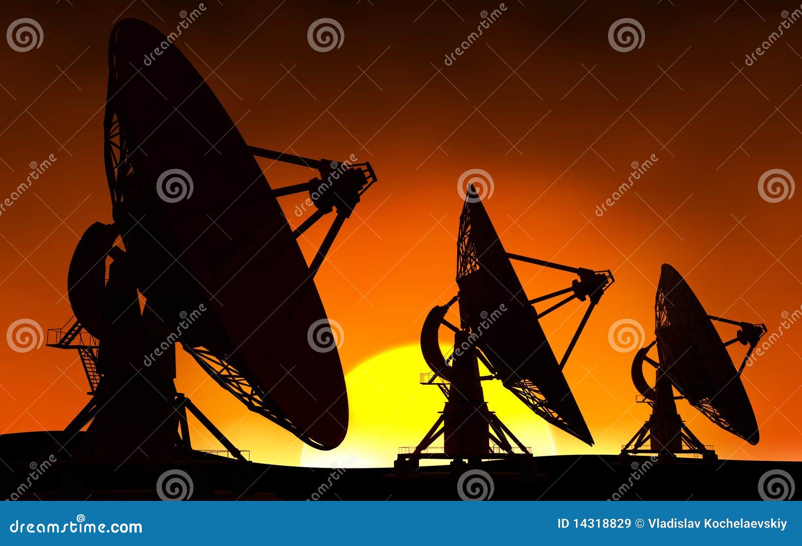 Radars and sun stock illustration. Illustration of information 14318829