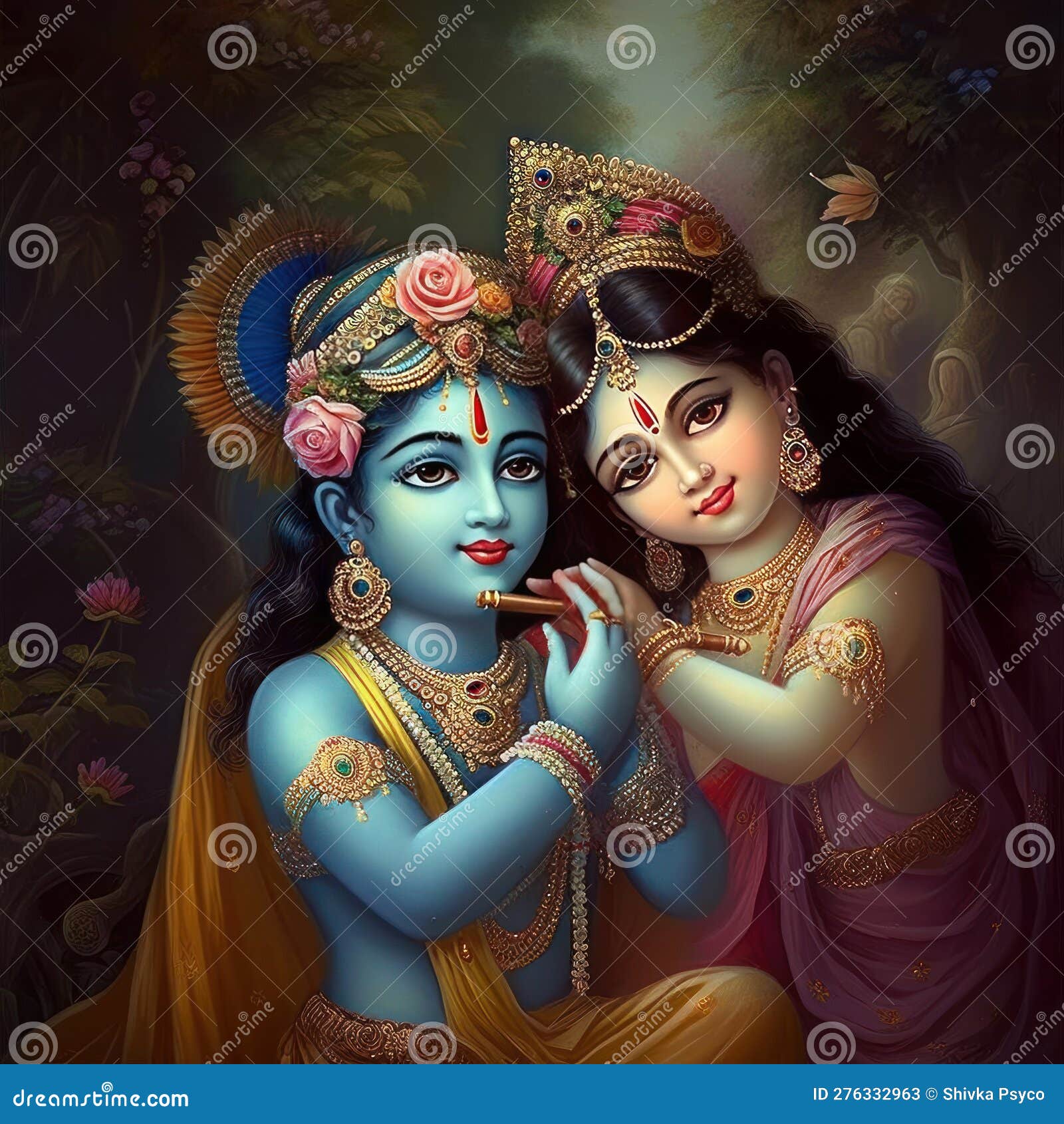 Radha Krishna Bal Swarup Generative AI Stock Image - Image of costume