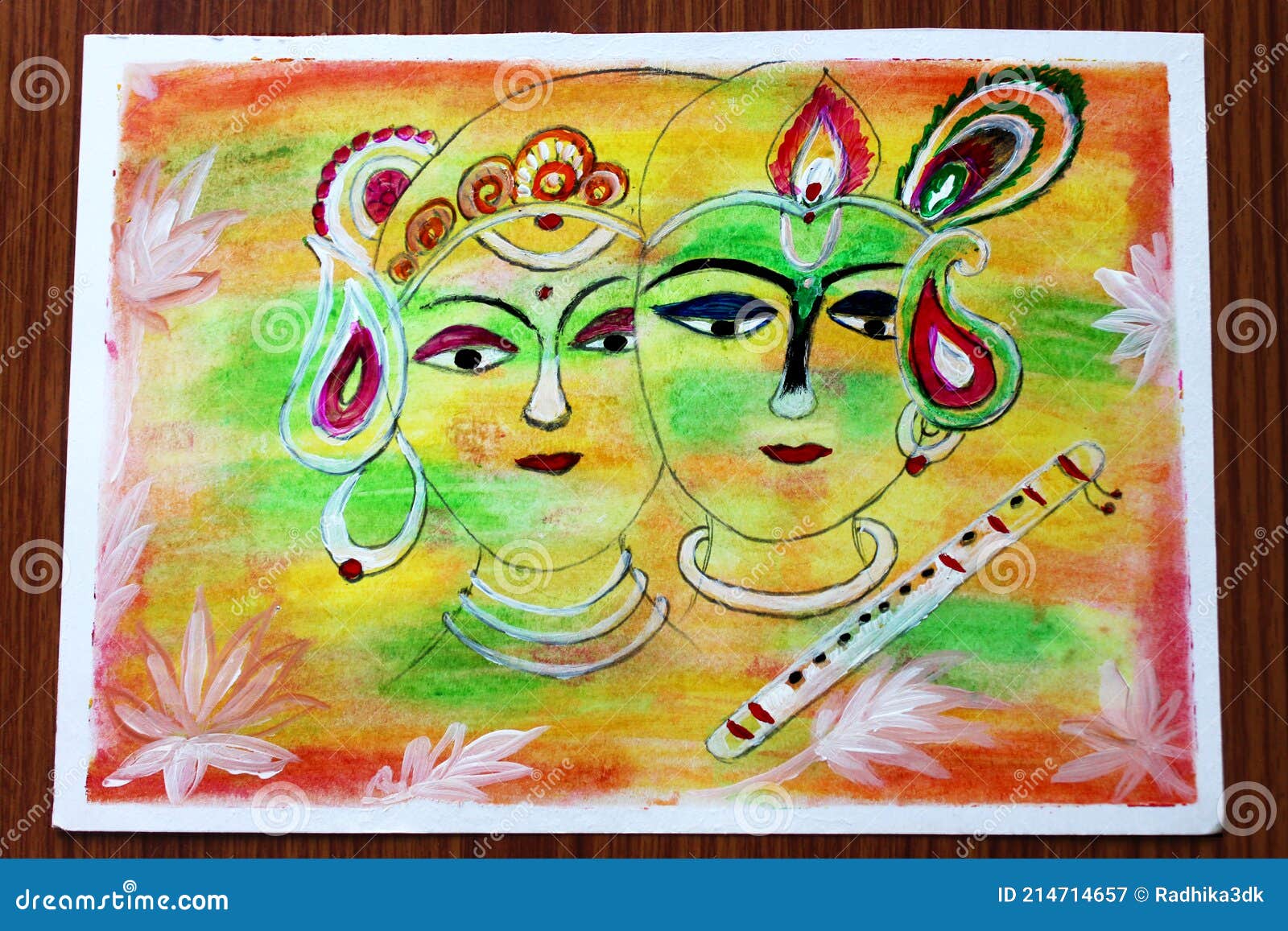 Radha Krishna Holi Abstract Painting Stock Image - Image of mural ...