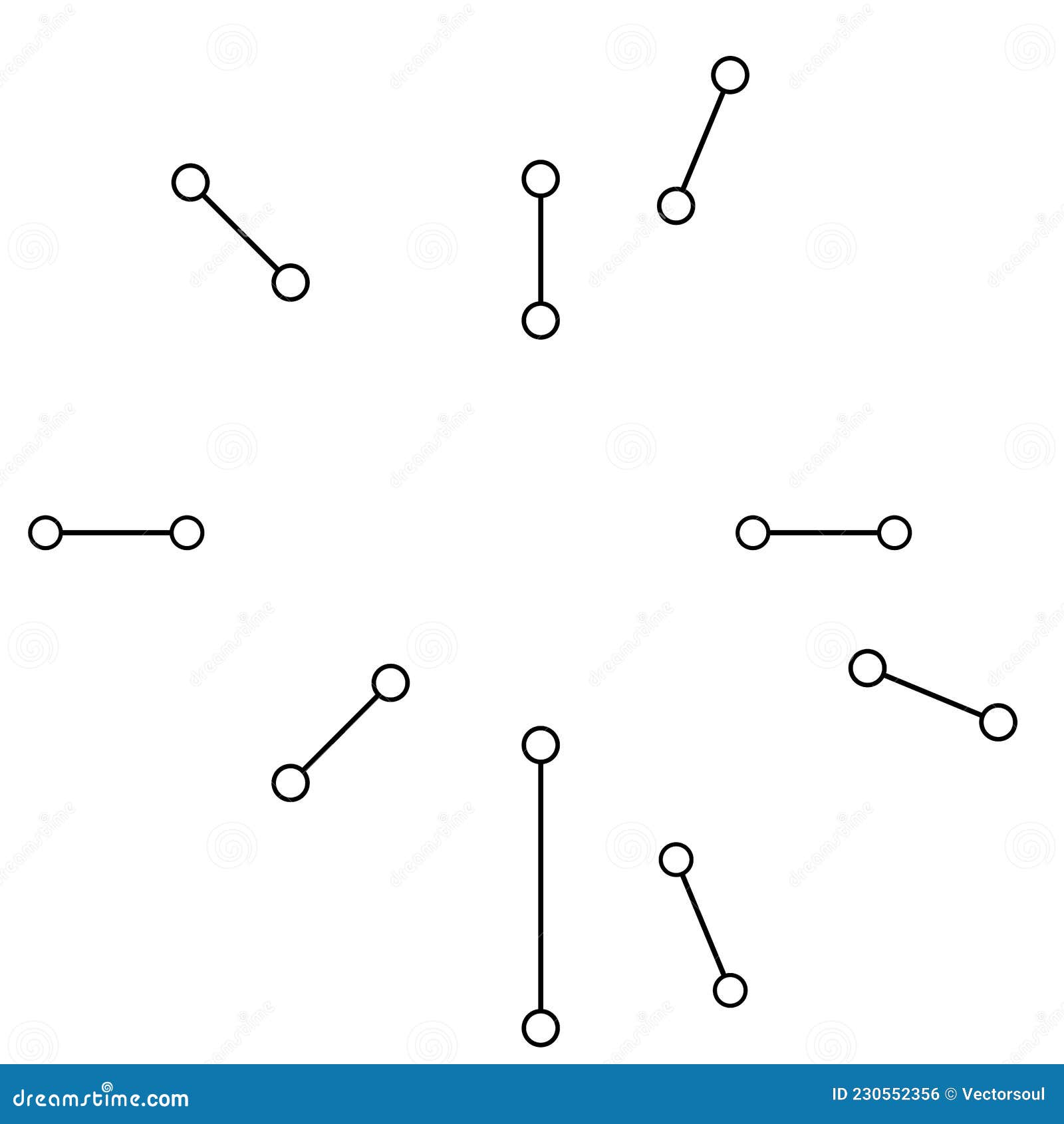 radial, radiating lines with nodes, nodal points