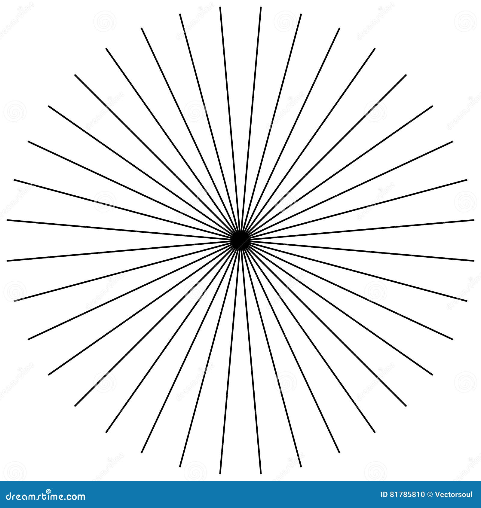 radial, radiating straight thin lines. circular black and white