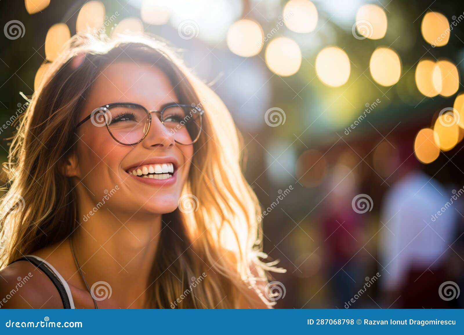 Radiant Elegance Captivating Smile Of A Young Woman Wearing Glasses Ai Generated Stock 