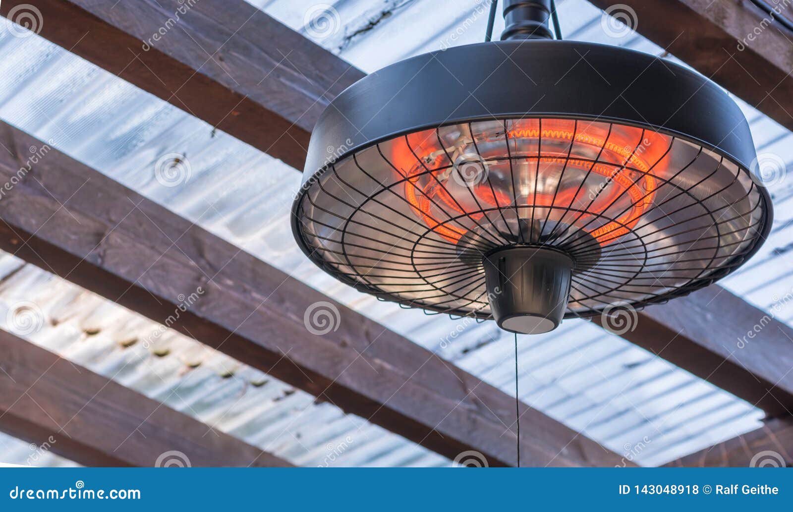 Radiant Heater On The Ceiling Of A Terrace Roofing Stock
