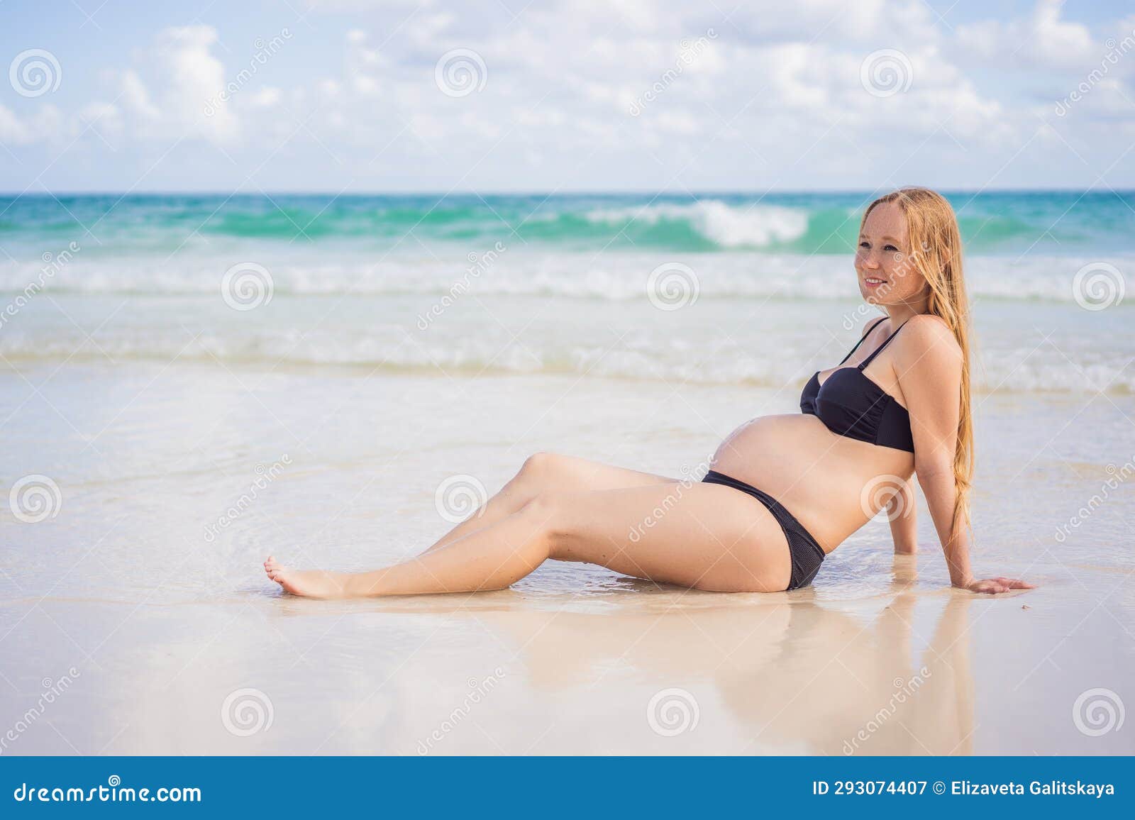 Radiant Pregnant Woman in a Swimsuit, Amid the Stunning Backdrop of a  Turquoise Sea. Serene Beauty of Maternity by the Stock Image - Image of  maternal, peaceful: 293074407