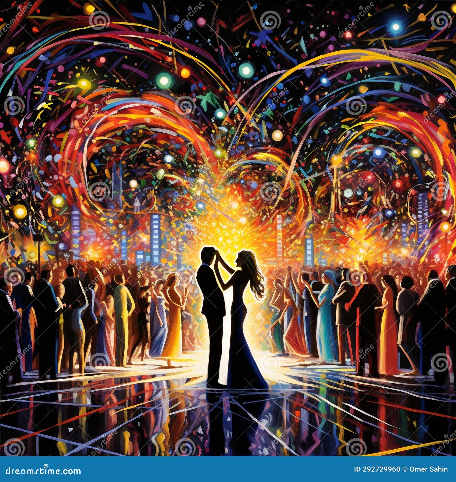 Radiant Rendezvous: Where Light and Fun Collide Stock Illustration 