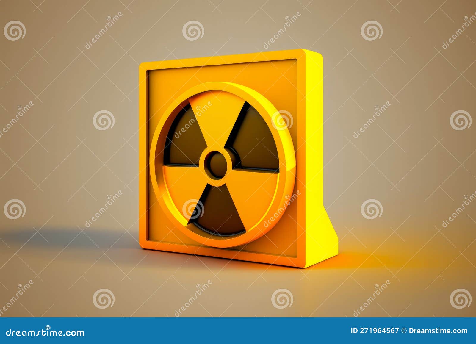 Radiation Hazard Sign in 3d Style on Solid Color Background. Stock
