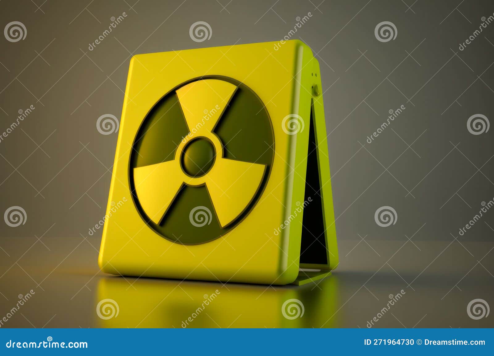 Radiation Hazard Sign in 3d Style on Solid Color Background. Stock