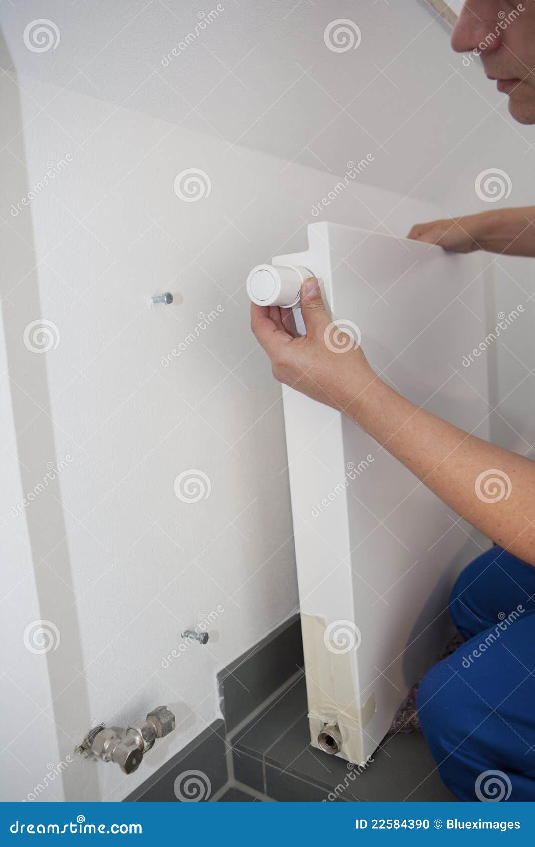 Radiator installation stock photo. Image of caretaker 22584390