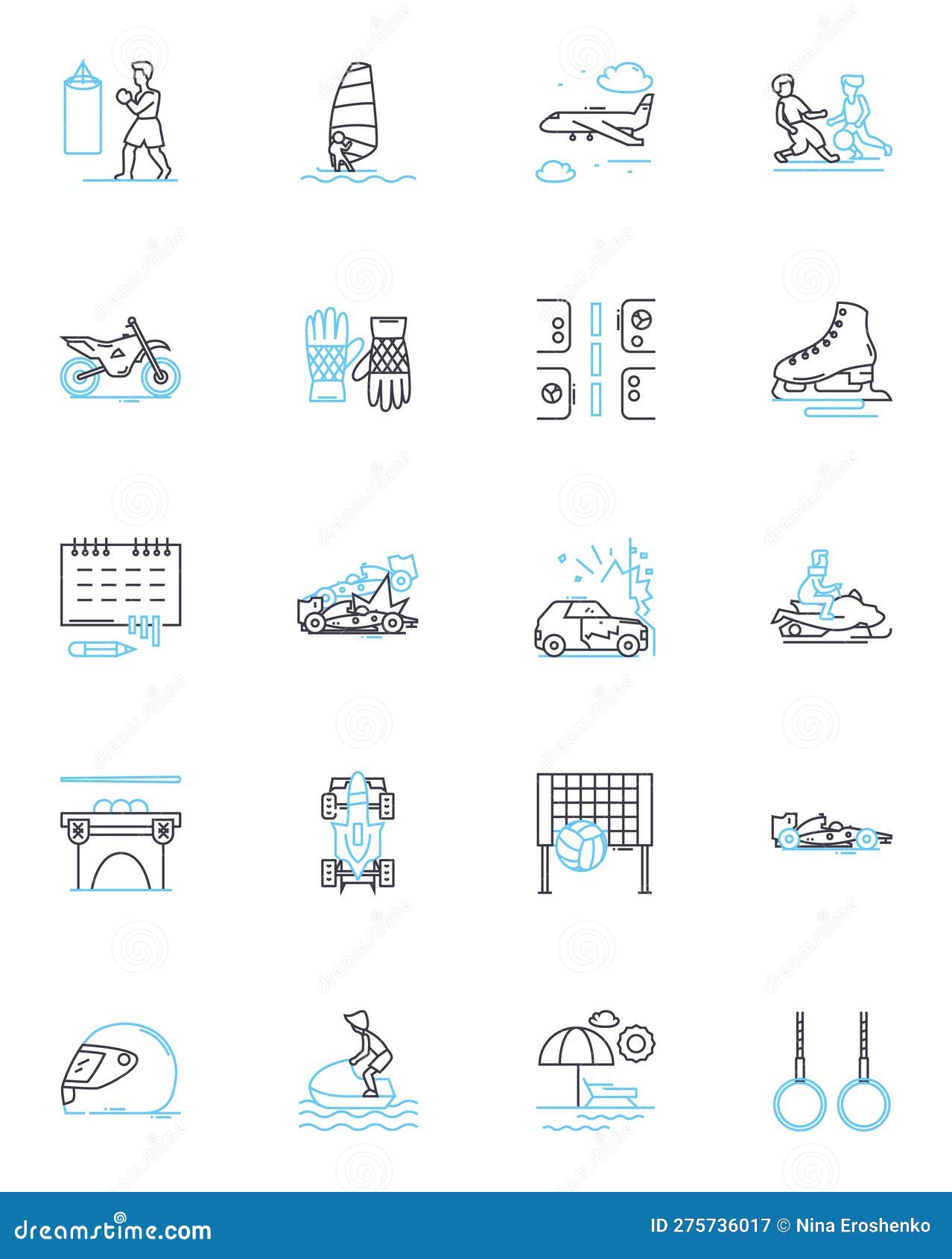 Radical Outings Linear Icons Set. Adventure, Rebellious, Explore 