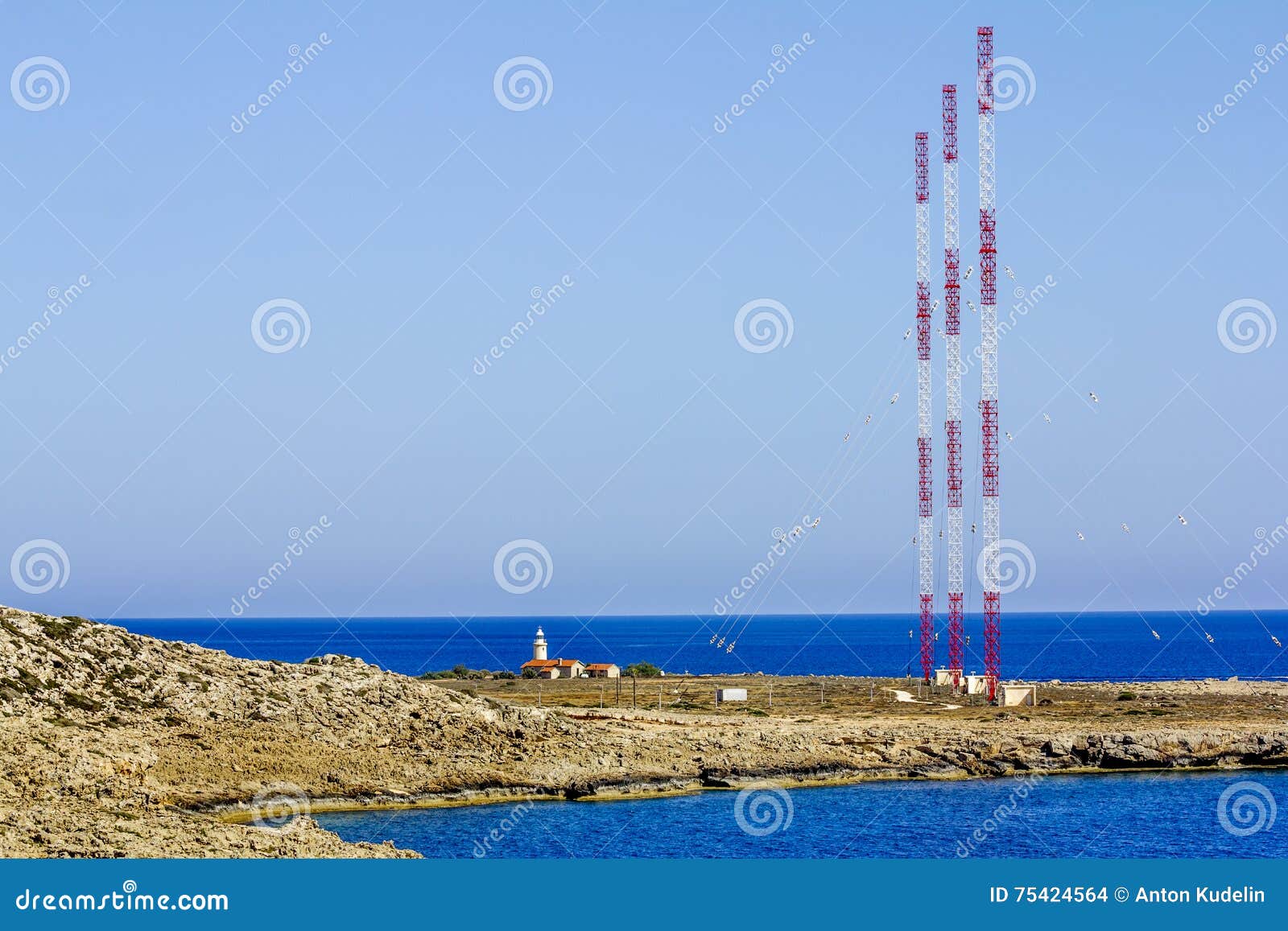 Radio Antennas at Cape Greco . Cyprus Stock Photo Image of cave