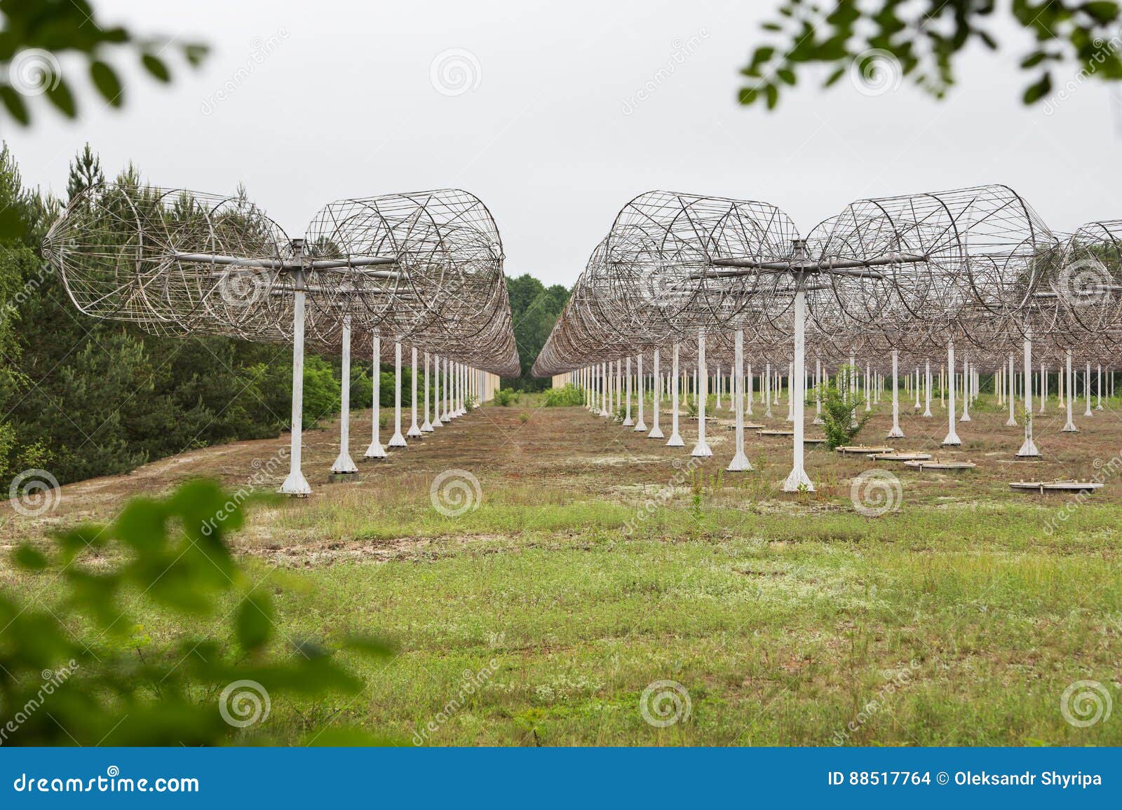 Radio Antennas Installed in the Field Stock Photo Image of