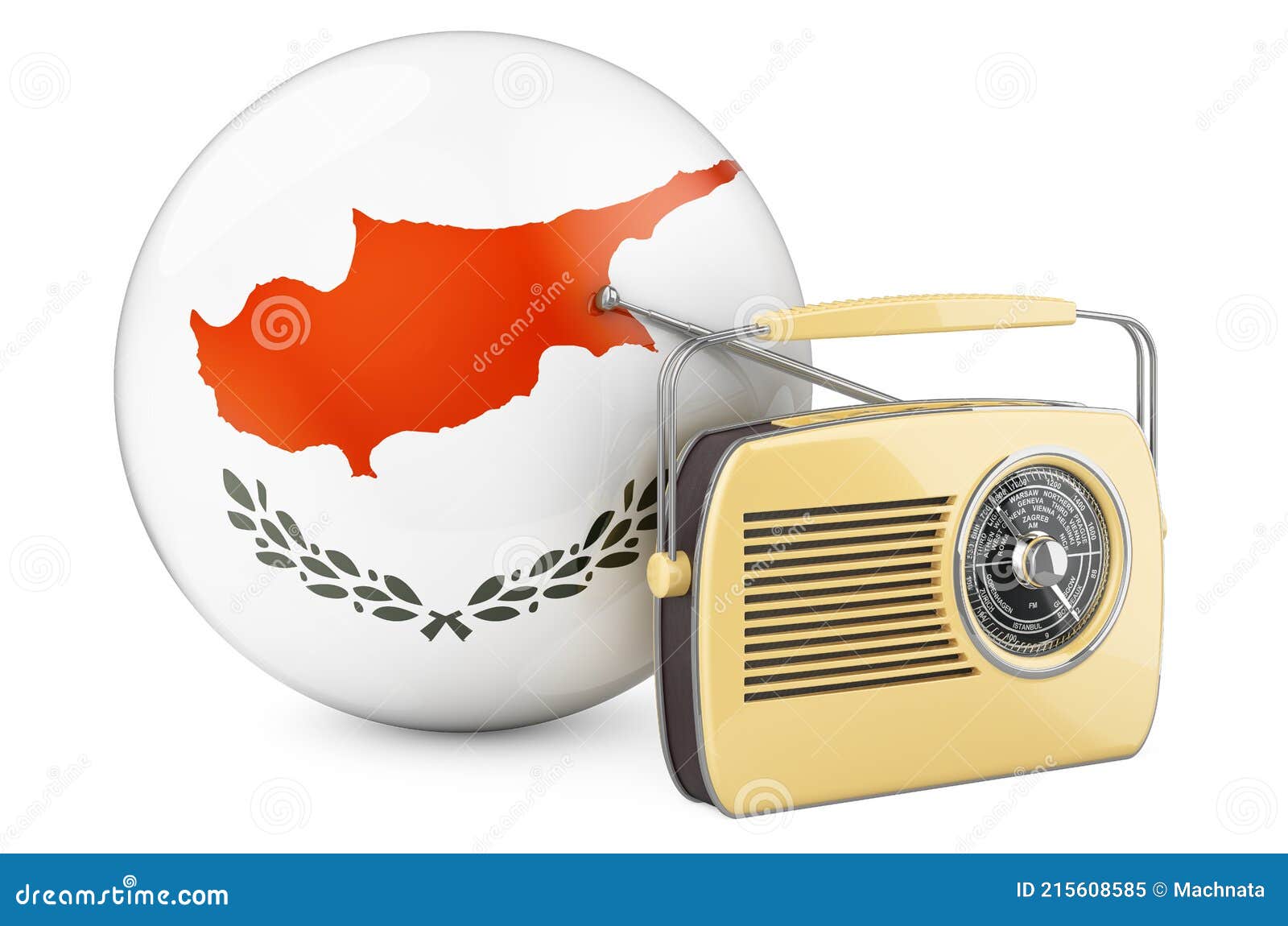 Radio Broadcasting in Cyprus Concept. Radio Receiver with Cypriot Flag